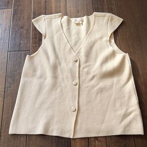 Anthropologie cream Button-Down Sleeveless sweater Top